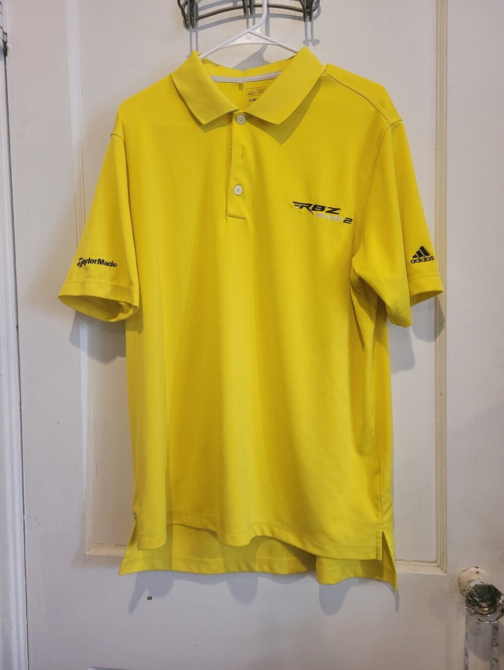 Large Yellow Adidas Clima Lite RBZ Stage 2 Taylor Made Golf Polo Shirt